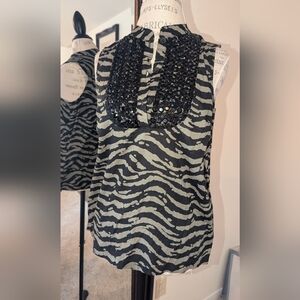 Michael Kors Black and Gray Animal Print Blouse